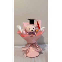 波波球小熊花束-14公分粉色