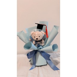 波波球小熊花束-14公分藍色