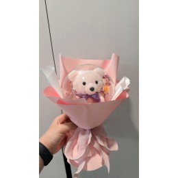 波波球小熊花束-14公分粉色