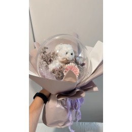 波波球小熊花束-26公分紫色