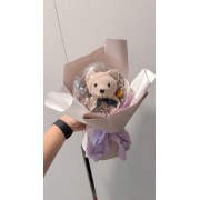 波波球小熊花束-14公分紫色